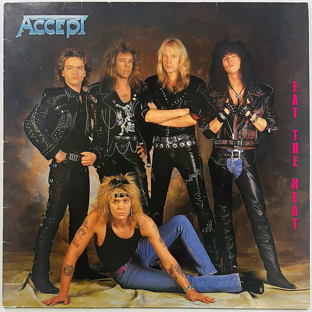 Accept LP Eat the heat  kansi EX- levy VG+ Käytetty LP