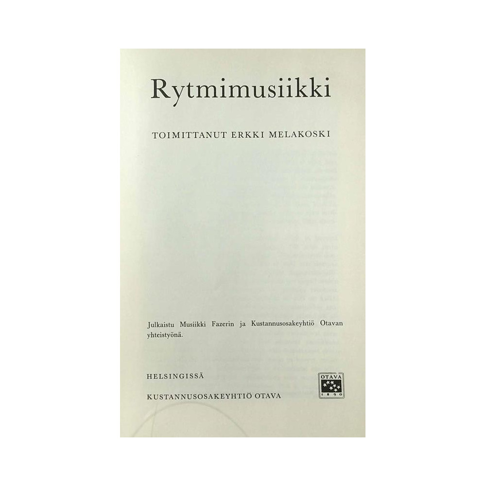 Rytmimusiikki: Erkki Melakoski  kansi EX sisäsivut EX Käytetty kirja