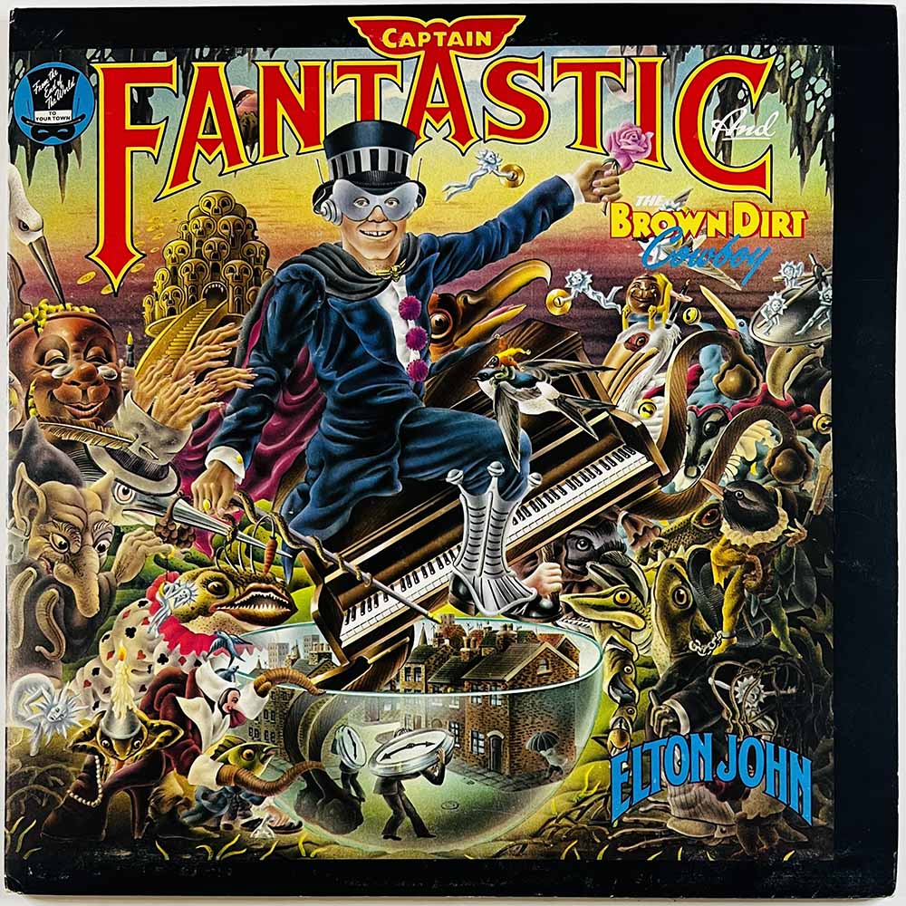 Elton John LP Captain fantastic and the brown dirt cowboy  kansi EX- levy EX- Käytetty LP