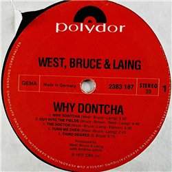 West Bruce & Laing LP Why dontcha  kansi VG levy VG Käytetty LP