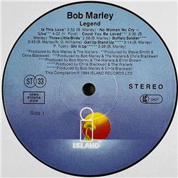 Bob Marley & The Wailers LP Legend, Best of Bob Marley  kansi EX levy EX Käytetty LP
