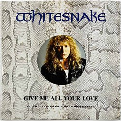 Whitesnake LP Give me all your love, 12-inch maxi  kansi EX- levy EX Käytetty LP