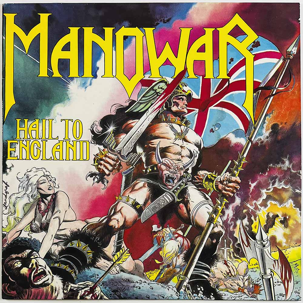 Manowar LP Hail to England  kansi VG levy EX Käytetty LP