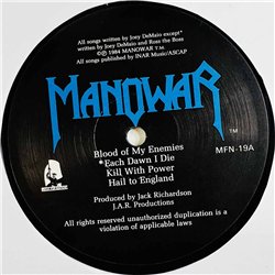 Manowar LP Hail to England  kansi VG levy EX Käytetty LP