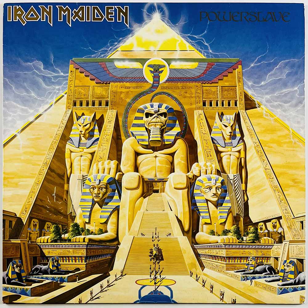 Iron Maiden LP Powerslave  kansi EX levy EX Käytetty LP