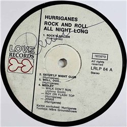 Hurriganes LP Rock and roll all night long, 1.painos  kansi G+ levy VG+ Käytetty LP