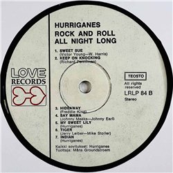 Hurriganes LP Rock and roll all night long, 1.painos  kansi G+ levy VG+ Käytetty LP