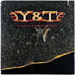 Y & T  LP Contagious  kansi G+ levy EX Käytetty LP