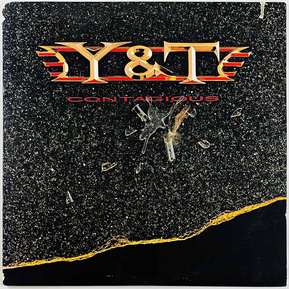 Y & T  LP Contagious  kansi G+ levy EX Käytetty LP