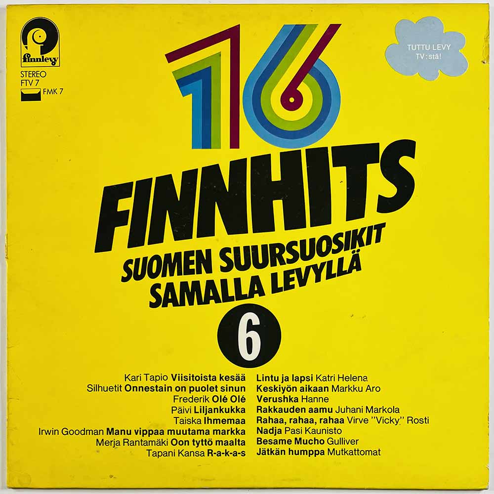 Taiska, Kari Tapio, Tapani Kansa ym. LP Finnhits 6  kansi VG- levy VG- Käytetty LP