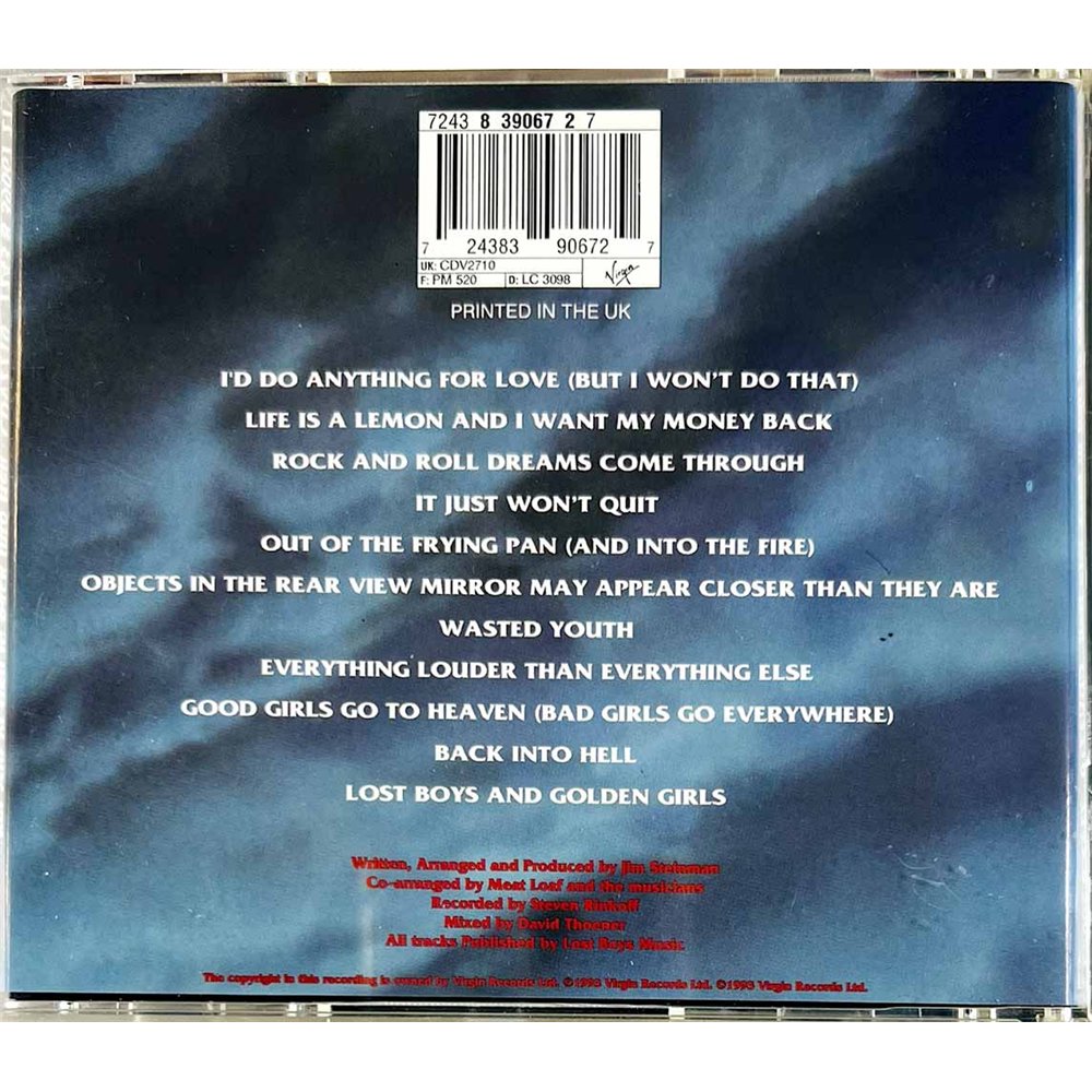 Meat Loaf Käytetty CD Bat Out Of Hell II: Back Into Hell  kansi EX levy EX Käytetty CD