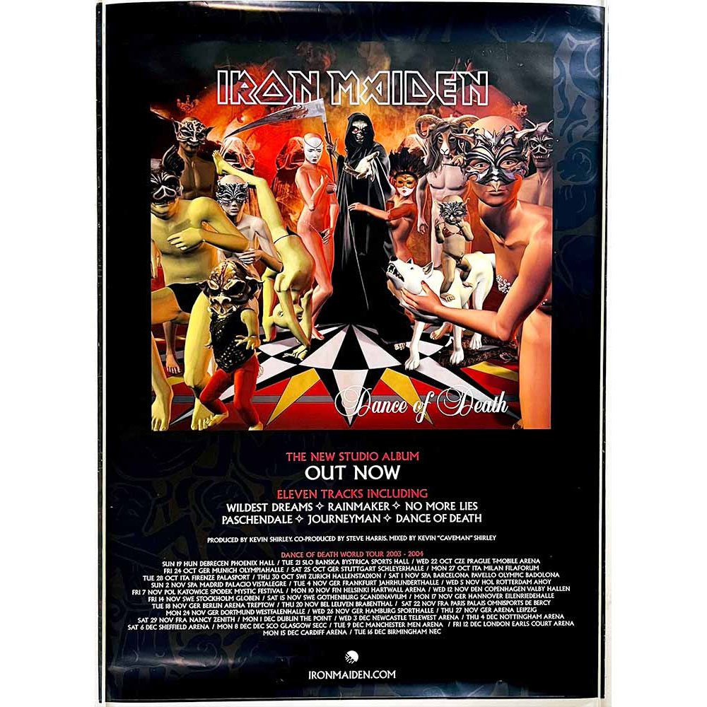 Iron Maiden, Dance Of Death Käytetty juliste promojuliste 50cm x 71cm Käytetty juliste