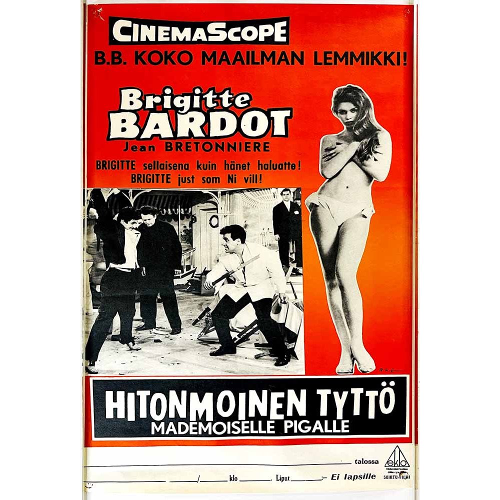 Brigitte Bardot hitonmoinen tyttö Käytetty juliste elokuvajuliste 38cm x 60cm Käytetty juliste