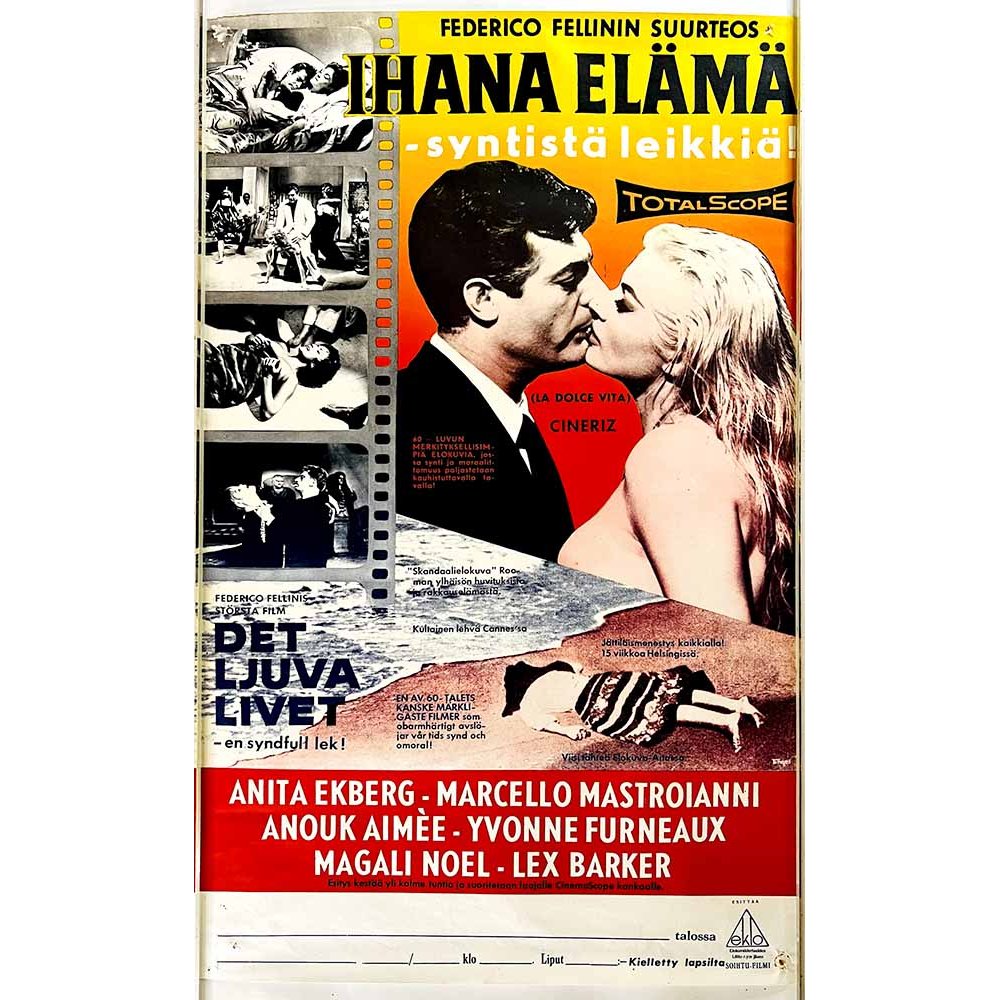 Federico Fellini, Ihana elämä Käytetty juliste elokuvajuliste 41cm x 70cm Käytetty juliste