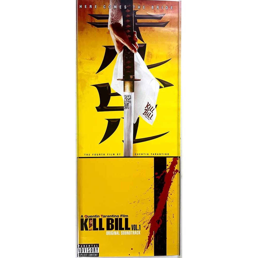 Quentin Tarantino, Kill Bill vol.1 Käytetty juliste soundtrack-juliste 27cm x 69cm Käytetty juliste