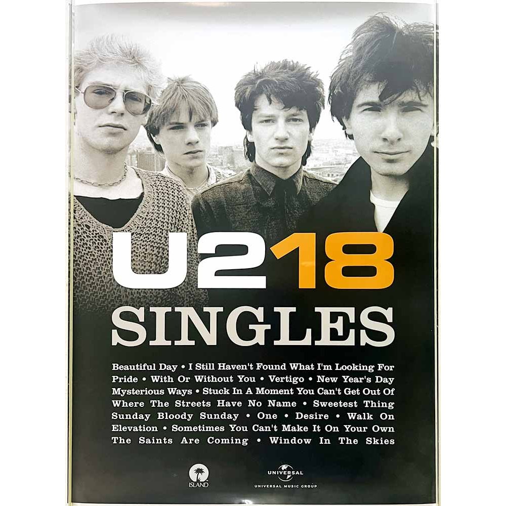 U2 18 Singles Käytetty juliste promo poster 42cm x 59cm Käytetty juliste