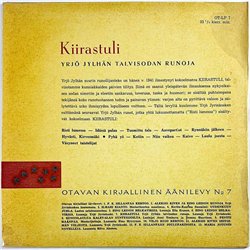 Jyrinkoski Yrjö LP Kiirastuli (Yrjö Jylhän Talvisodan Runoja)  kansi EX levy EX Käytetty LP
