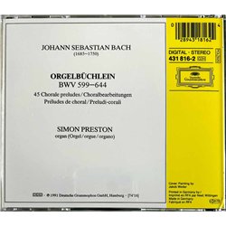 Bach Johann Sebastian, Simon Preston CD Orgelbüchlein BWV 599-644  kansi EX levy EX Käytetty CD