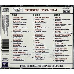 Beethoven, Back, Grieg, Brahms ym. CD Naxos Collection Orchestral Spectacular 3CD  kansi EX levy EX Käytetty CD