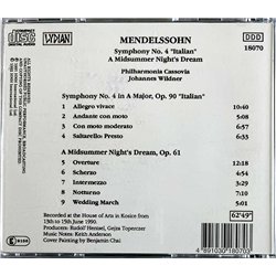 Mendelssohn Felix CD Symphony No. 4 Italian  kansi EX levy EX Käytetty CD