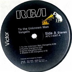 Vangelis LP To unknown man  kansi EX- levy EX Käytetty LP