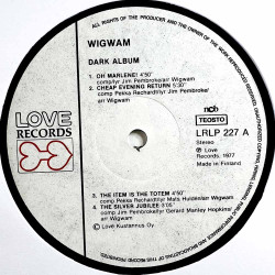 Wigwam LP Dark album  kansi EX levy EX- Käytetty LP