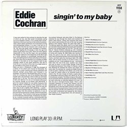 Cochran Eddie LP Singin’ to my baby  kansi EX levy EX Käytetty LP