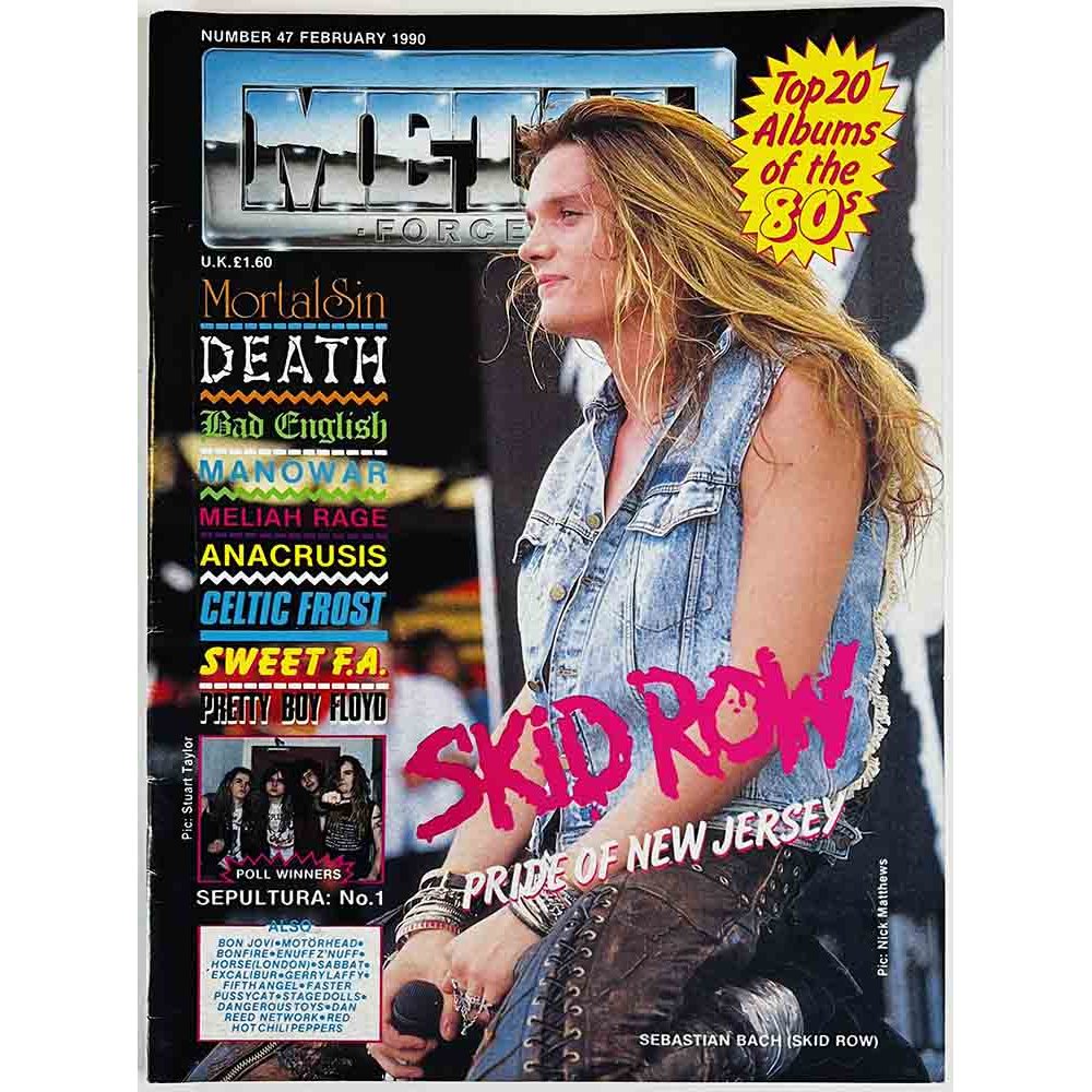 Metal Forces magazine 1990 number 47 february Skid Row, Mortal Sin, Death, Manowar used magazine
