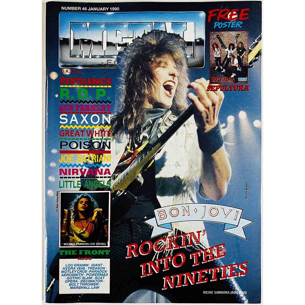 Metal Forces magazine 1990 number 46 january Bon Jovi, Poison, Ace Frehley, Saxon used magazine