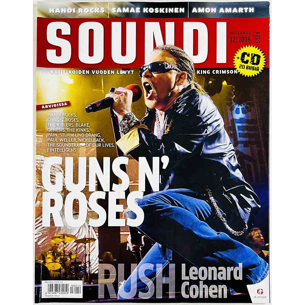 Soundi 2008 12 Hanoi Rocks, Guns n’ Roses, Rush,leonard Cohen aikakauslehti