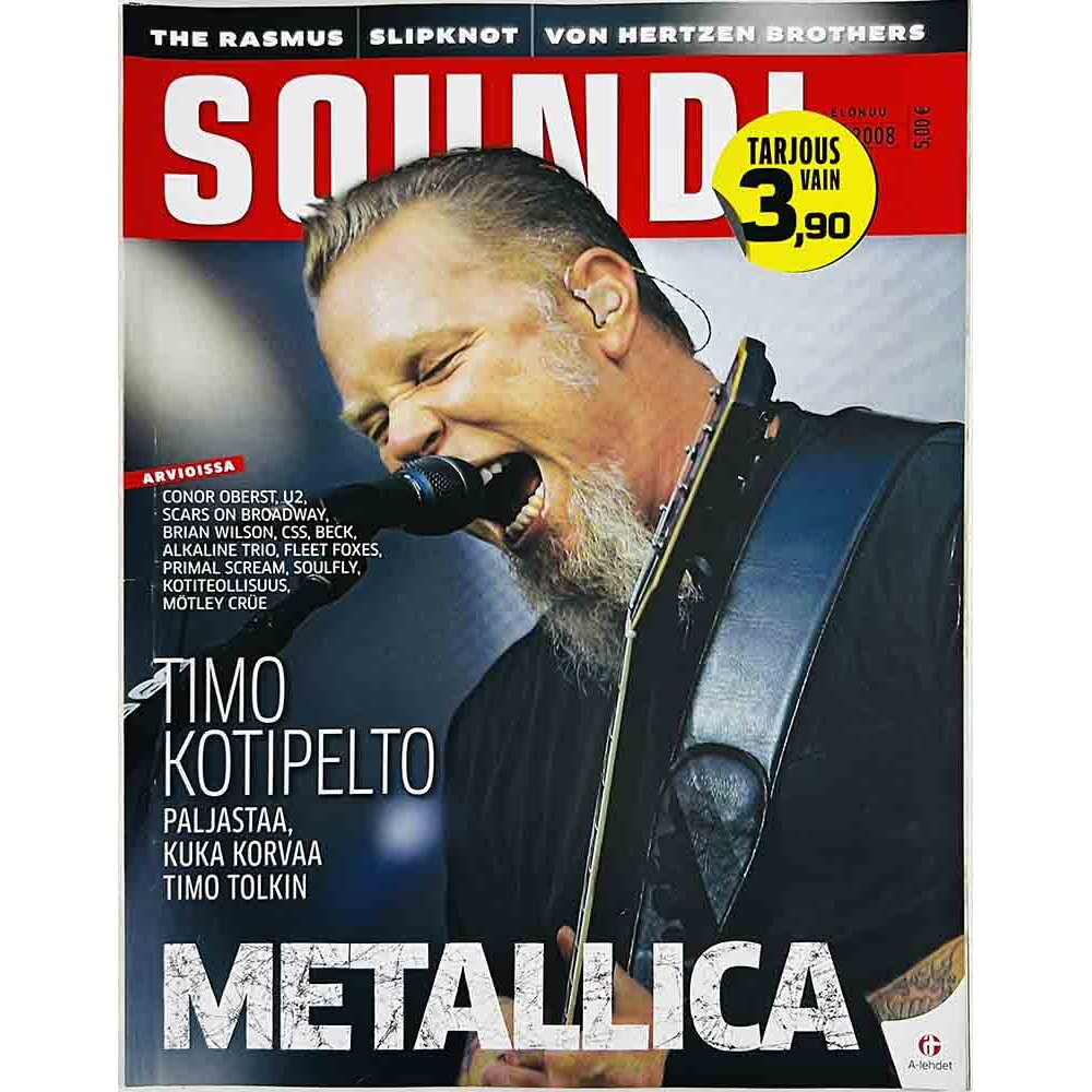 Soundi 2008 8 Timo Kotipelto, Metallica, Rasmus, Slipknot aikakauslehti