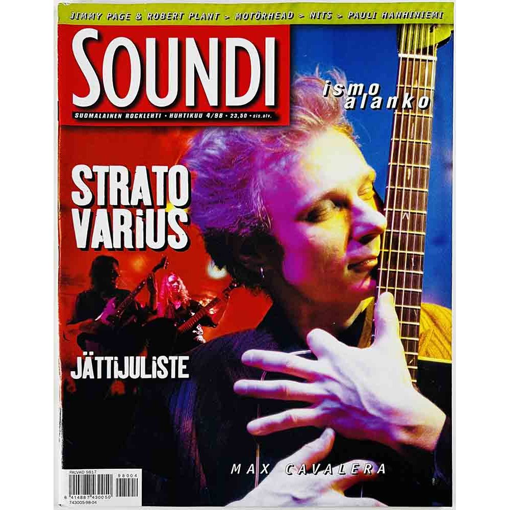 Soundi 1998 4 Ismo Alanko, Page & Plant, Motörhead begagnade magazine