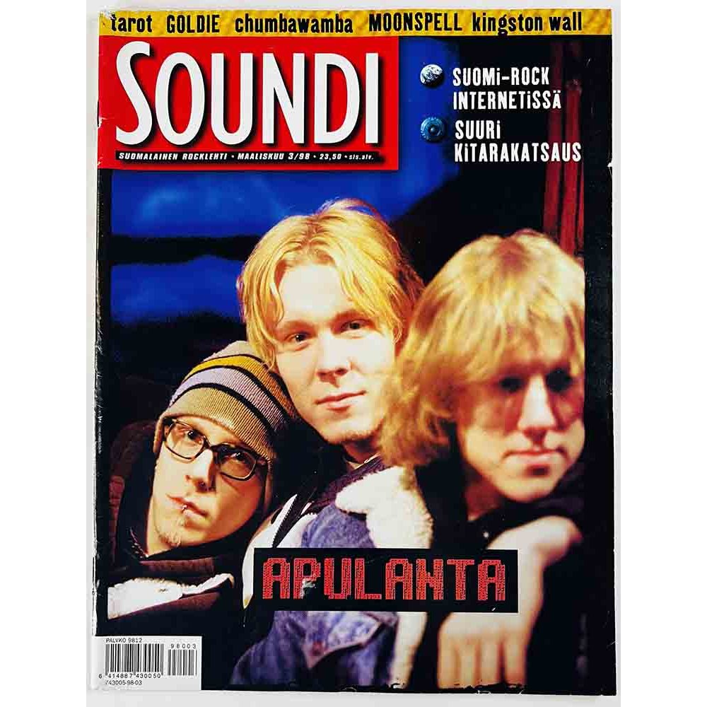 Soundi 1998 3 Apulanta, kitarakatsaus, Tarot, Kingston Wall begagnade magazine