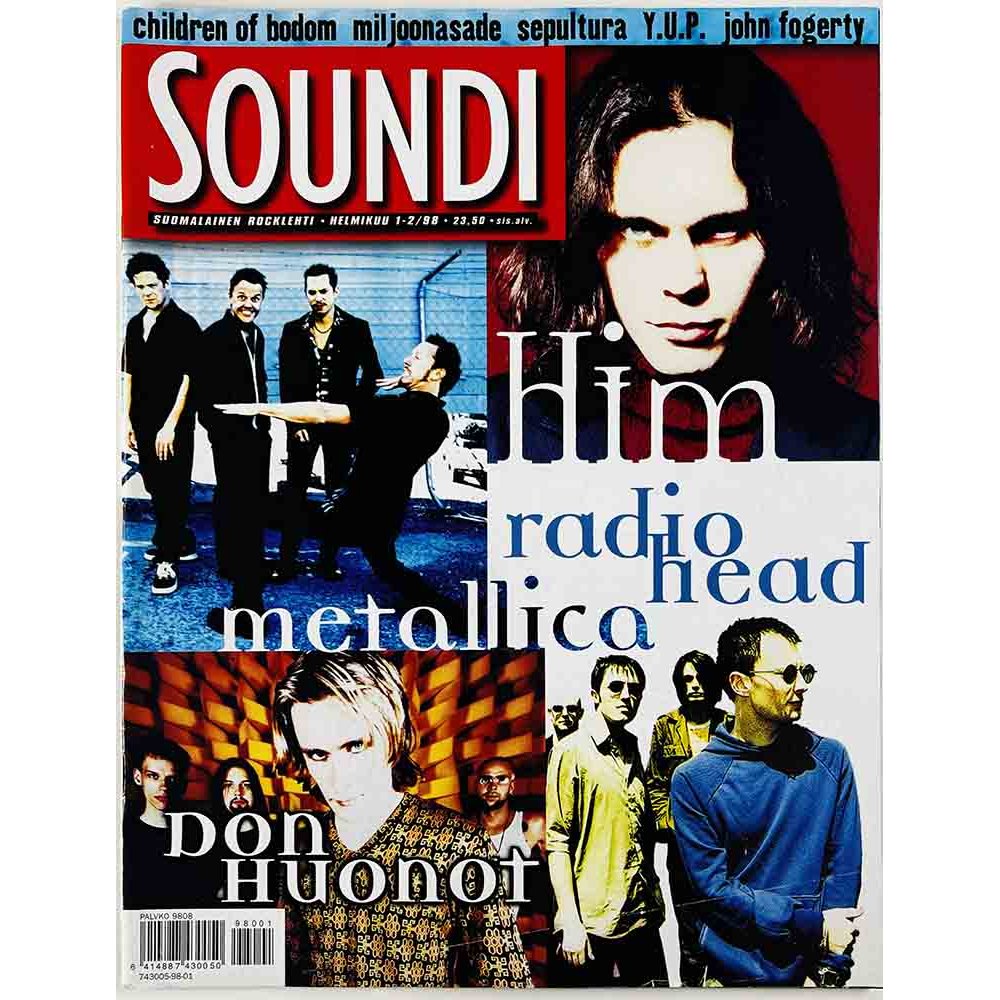 Soundi 1998 1-2 HIM, Metallica, Don Huonot, Children of Bodom begagnade magazine