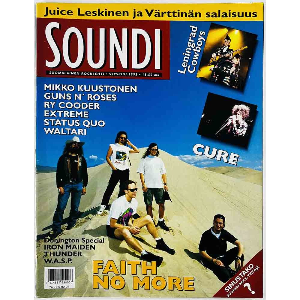 Soundi 1992 Syyskuu Cure, Faith No More, Maggie Reilly begagnade magazine