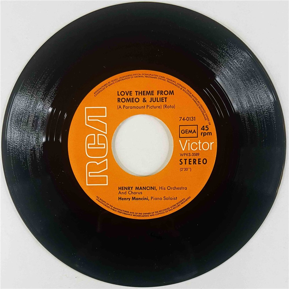 Mancini Henry Käytetty 7” ei kuvakantta Love Theme From Romeo & Juliet  kansi Ei kuvakantta levy EX- vinyylisingle