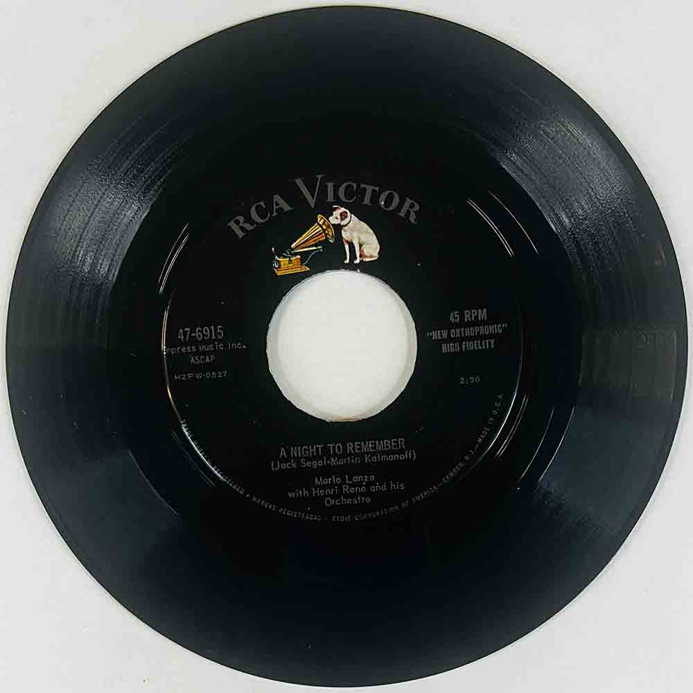 Lanza Mario Käytetty 7” ei kuvakantta A Night To Remember / Behold!  kansi Ei kuvakantta levy VG vinyylisingle