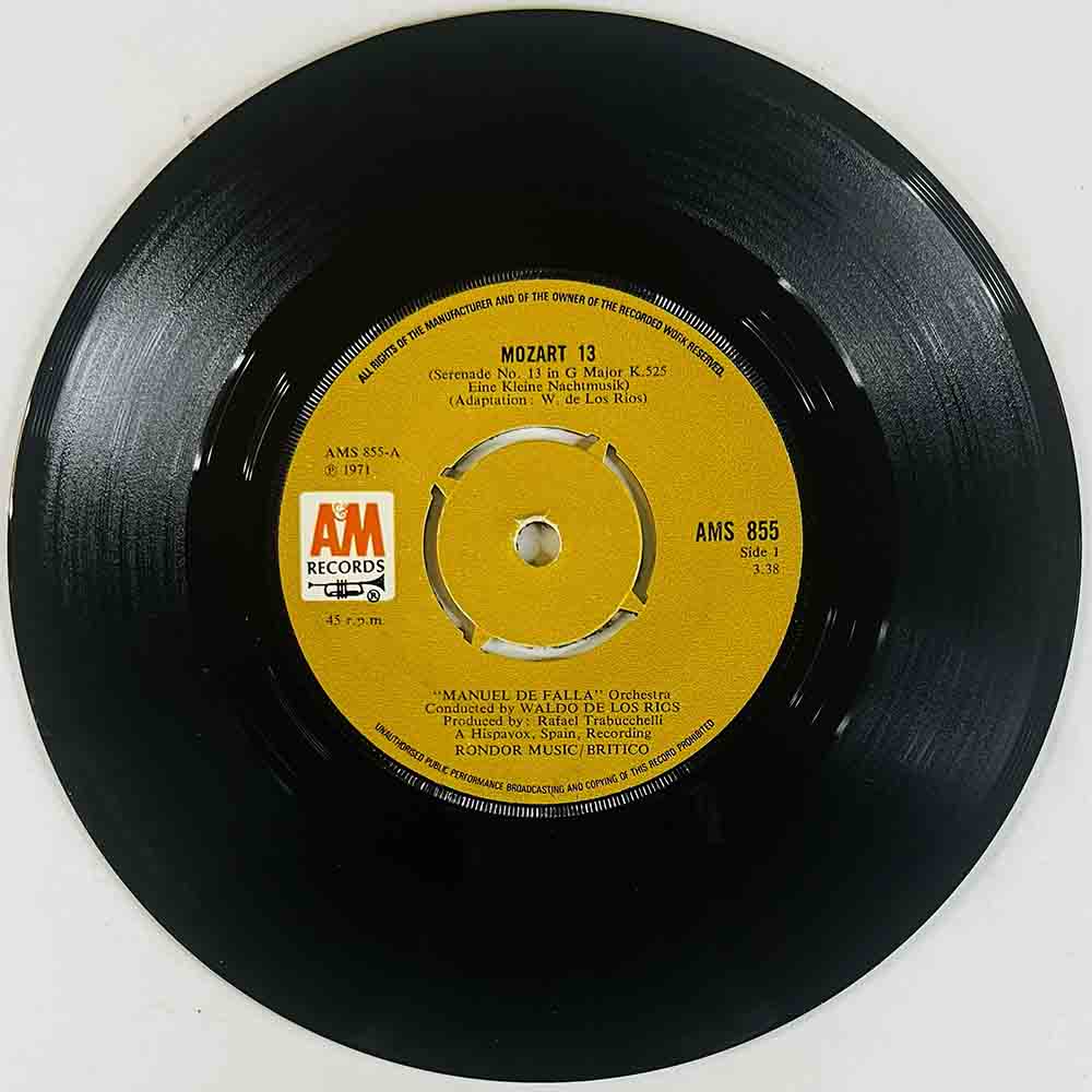Waldo De Los Rios Käytetty 7” ei kuvakantta Mozart serenade 13 / Mozart 21  kansi Ei kuvakantta levy EX- vinyylisingle