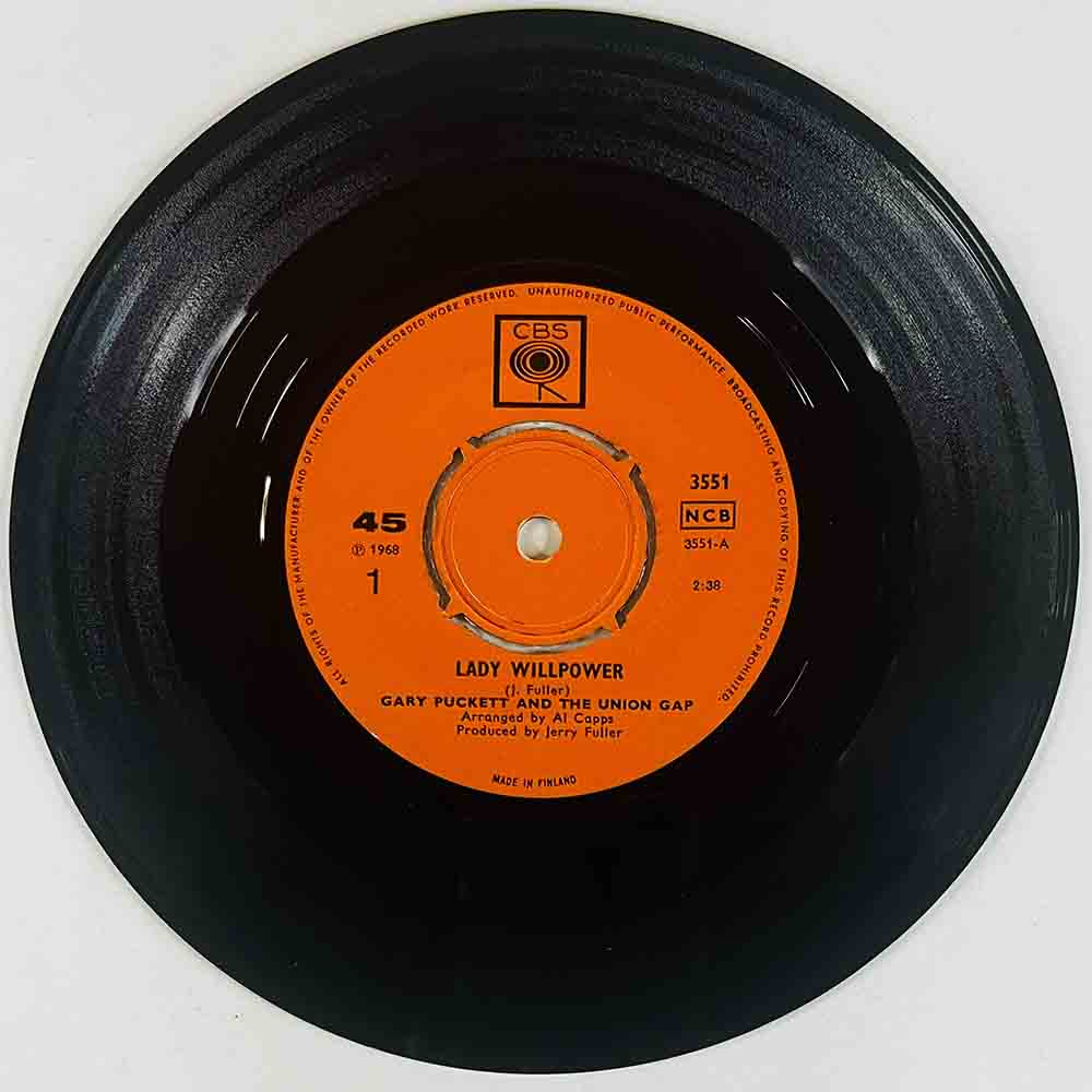 Gary Puckett & The Union Gap Käytetty 7” ei kuvakantta Lady willpower / Daylight stranger  kansi Ei kuvakantta levy EX- vinyylis