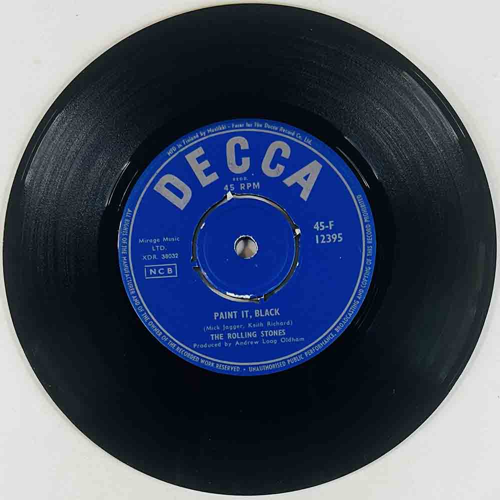 Rolling Stones Käytetty 7” ei kuvakantta Paint it, black / Long long while  kansi Ei kuvakantta levy VG+ vinyylisingle