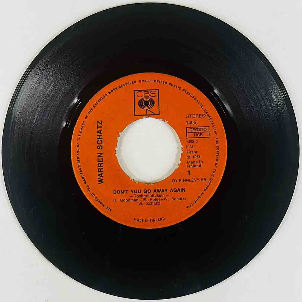 Schatz Warren Käytetty 7” ei kuvakantta Don't you go away again / I've been wonderin  kansi Ei kuvakantta levy VG vinyylisingle
