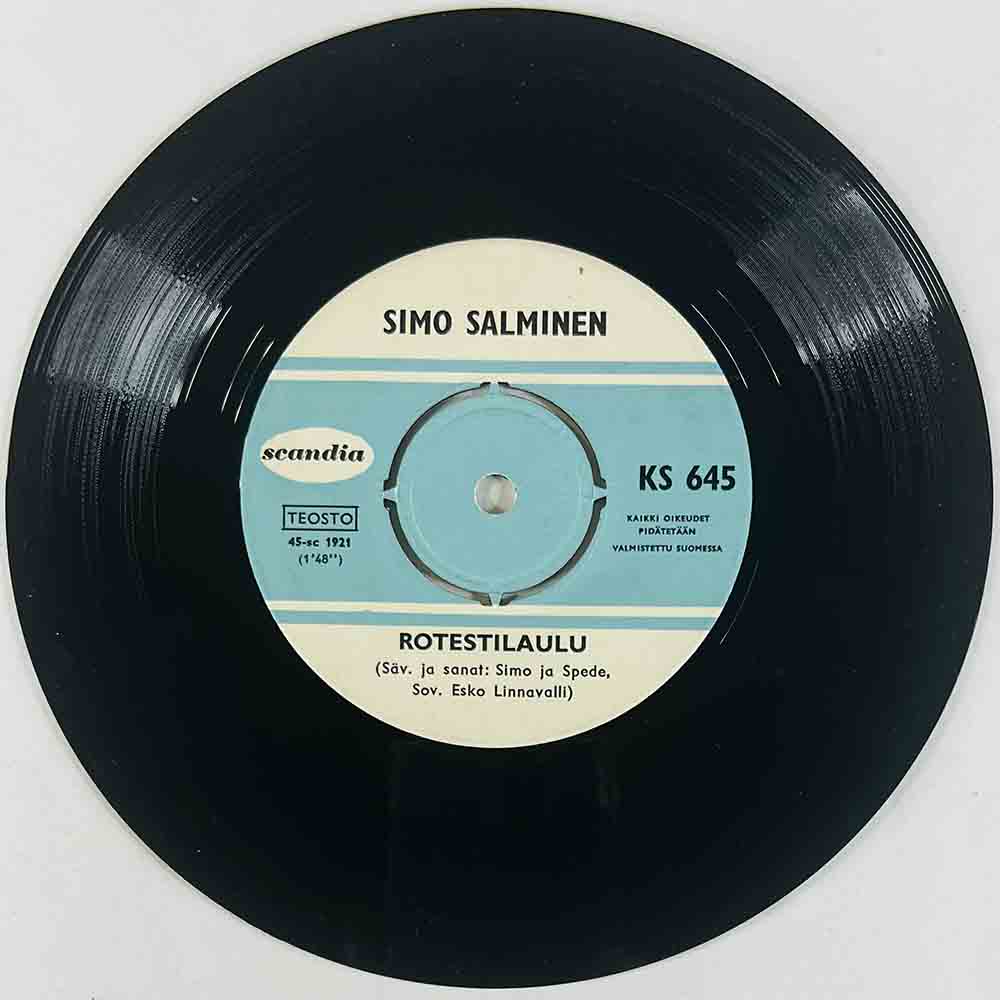 Salminen Simo Käytetty 7” ei kuvakantta Rotestilaulu / Pronomini-Rock  kansi Ei kuvakantta levy EX vinyylisingle