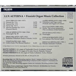 Sibelius, Merikanto, Melartin ym. CD Lux Aeterna, Finnish Organ Music Collection  kansi EX levy EX Käytetty CD