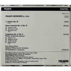 Heininen Paavo, Helsinki Philharmonic O. CD Arioso, Piano Concerto No. 2, Symphony No. 2  kansi EX- levy EX Käytetty CD