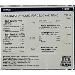 Karttunen Anssi, Tuija Hakala CD Contemporary Music For Cello And Piano  kansi EX- levy EX Käytetty CD