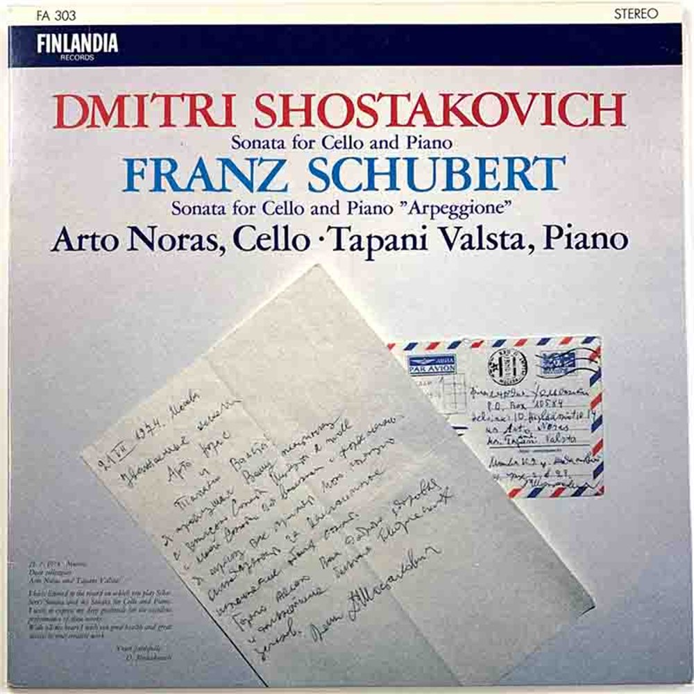 Dmitri Shostakovich - Arto Noras vinyl LP Sonata for Cello and Piano  kansi EX levy EX Käytetty LP