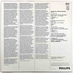 Mozart - Neville Marriner vinyl LP Symphonies 30, 32, 33 & Adagio (37)  kansi EX levy EX Käytetty LP