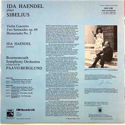 Ida Haendel plays Sibelius vinyl LP Violin Concerto  kansi VG+ levy EX Käytetty LP