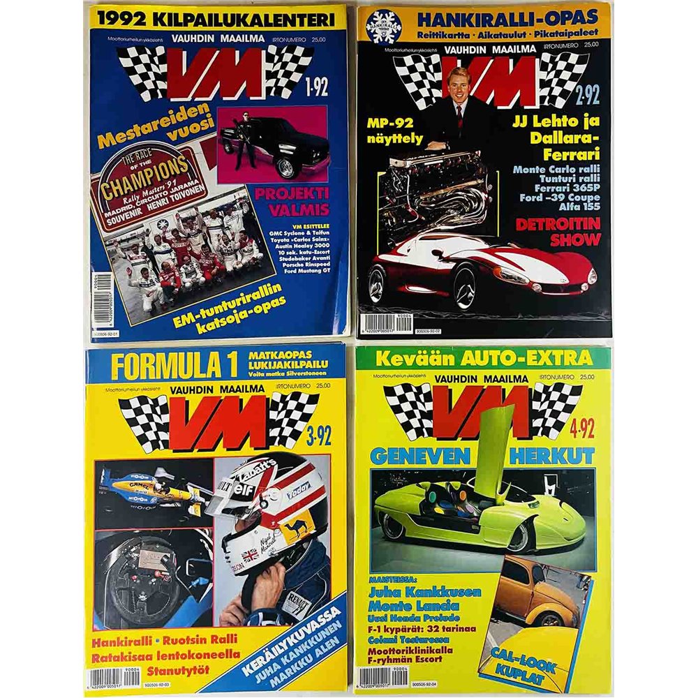 Vauhdin Maailma vuosikerta 1992 1992 1 - 12, 12 numeroa aikakauslehti