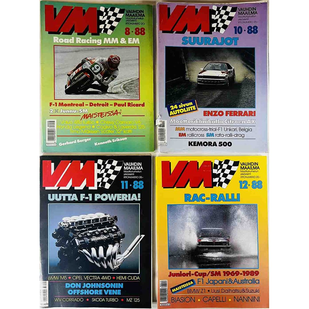 Vauhdin Maailma vuosikerta 1988 1988 1 - 12, 12 numeroa aikakauslehti